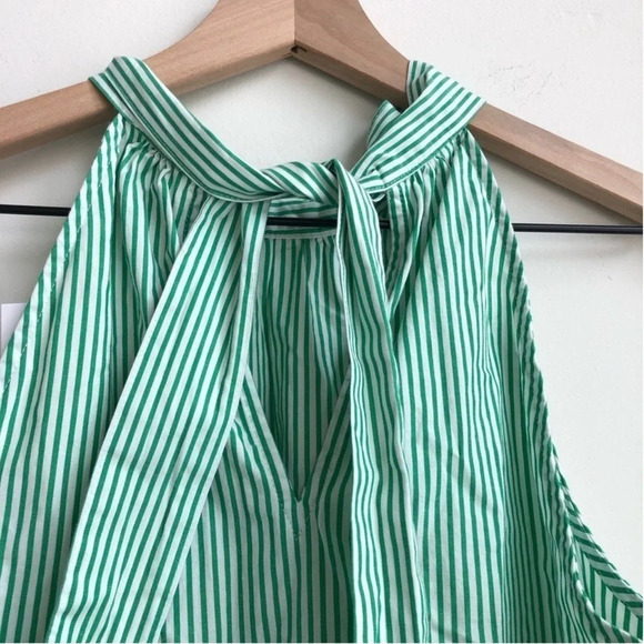New J x J.Crew Printed Tie-Neck Poplin Top cotton Stripe ivory Kelly blouse bow - Picture 8 of 10